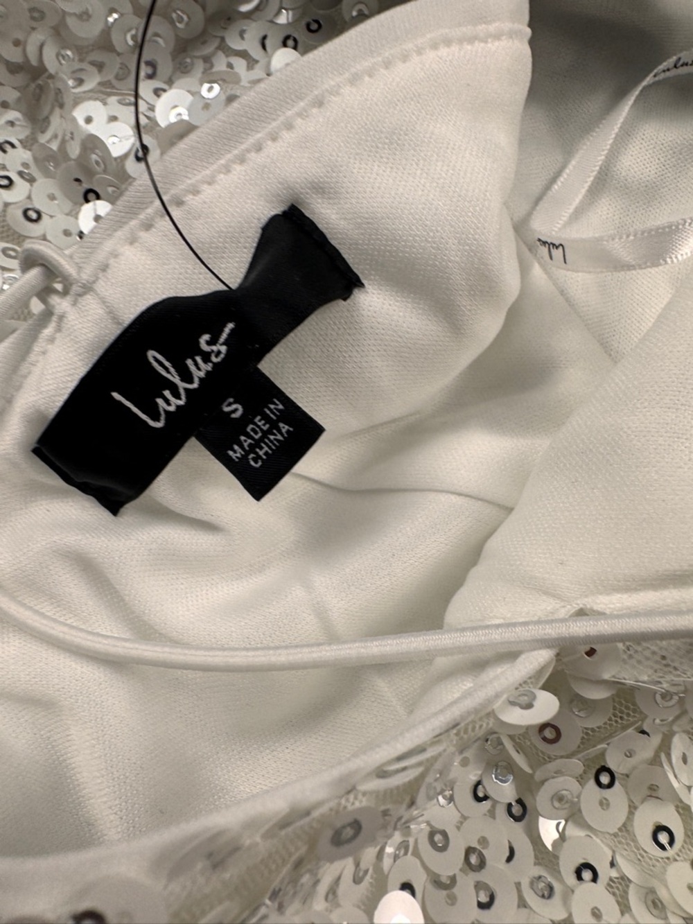 Lulu’s Force of Fashion White Backless Sequin Mini Slip Dress Size Small Bride - Picture 6 of 8